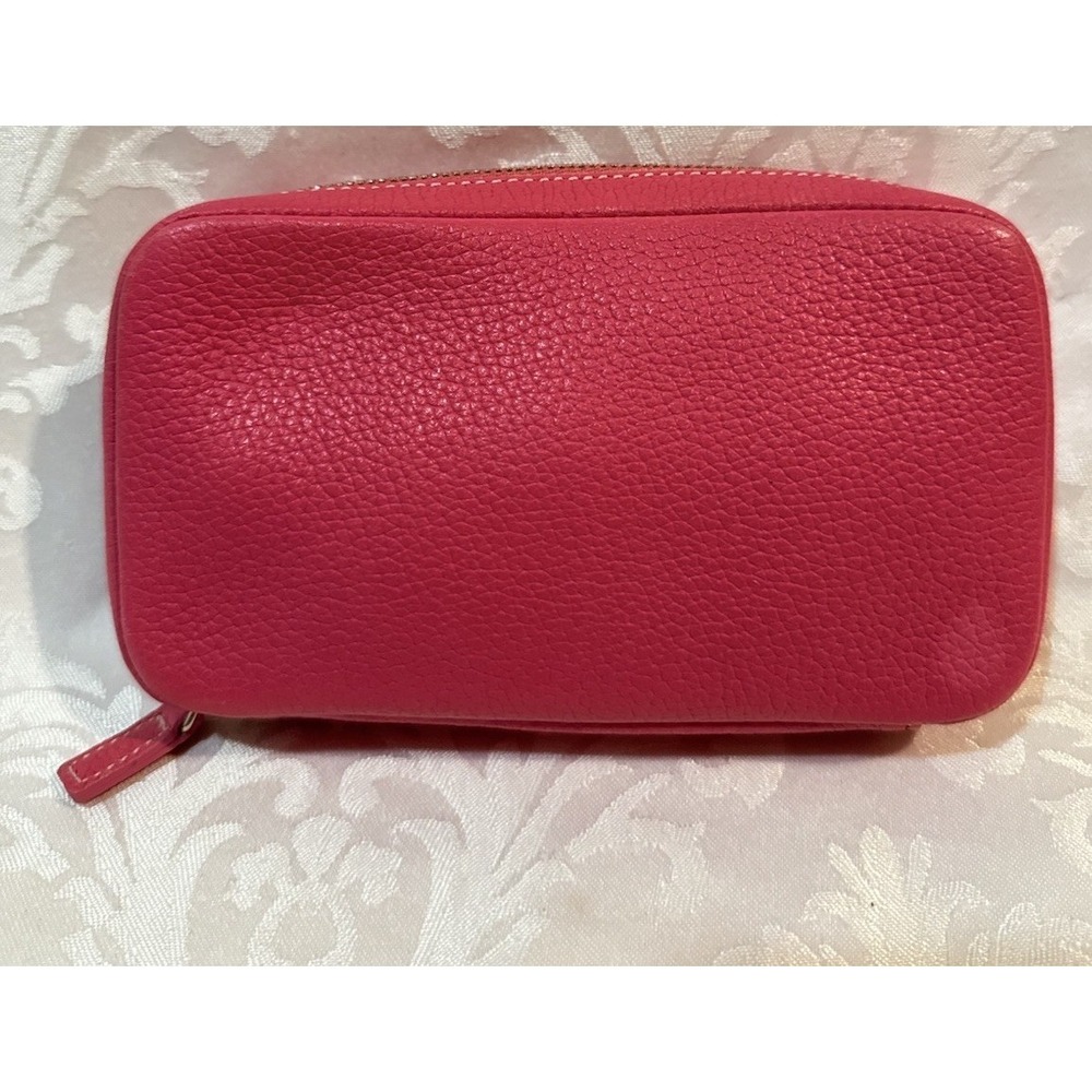 Coach hot pink zip wallet suede-lined multiple zipper compartments.‎ 6"x3.5"x2"